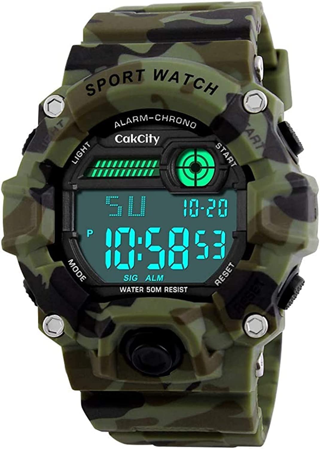 Boys Camouflage LED Sport Watch,Waterproof Digital Electronic Casual Military Wrist Kids Sports Watch with Silicone Band Luminous Alarm Stopwatch Watches