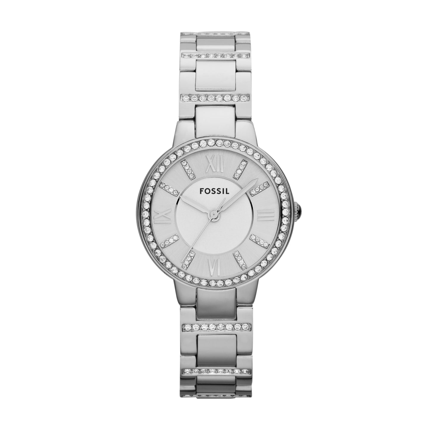 Fossil Women's Virginia Quartz Stainless Steel 30MM Silver Glitz Watch - Elegant Watches for Women