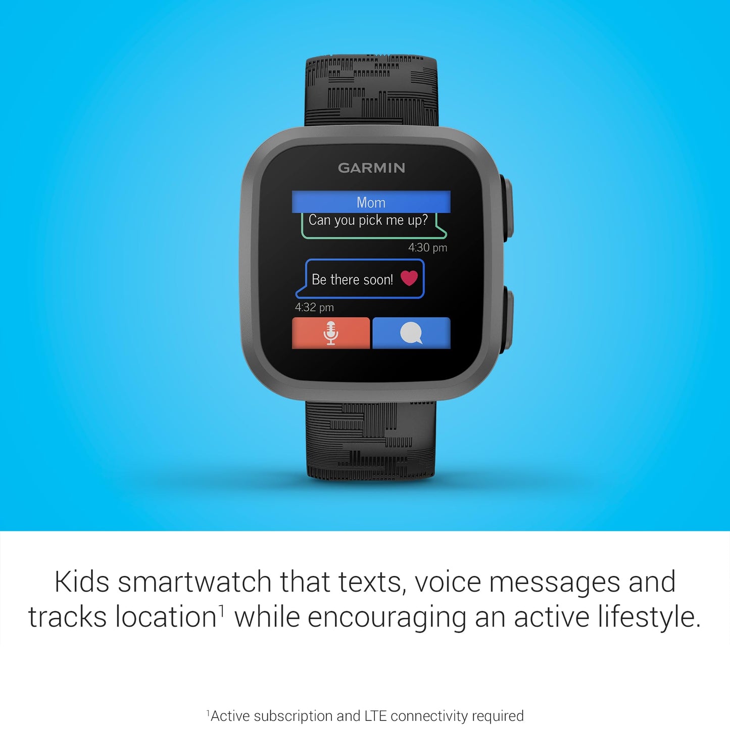 Garmin Bounce™, Kids Smartwatch, Two-Way Text and Voice Messaging, Location Tracking, Black Camo
