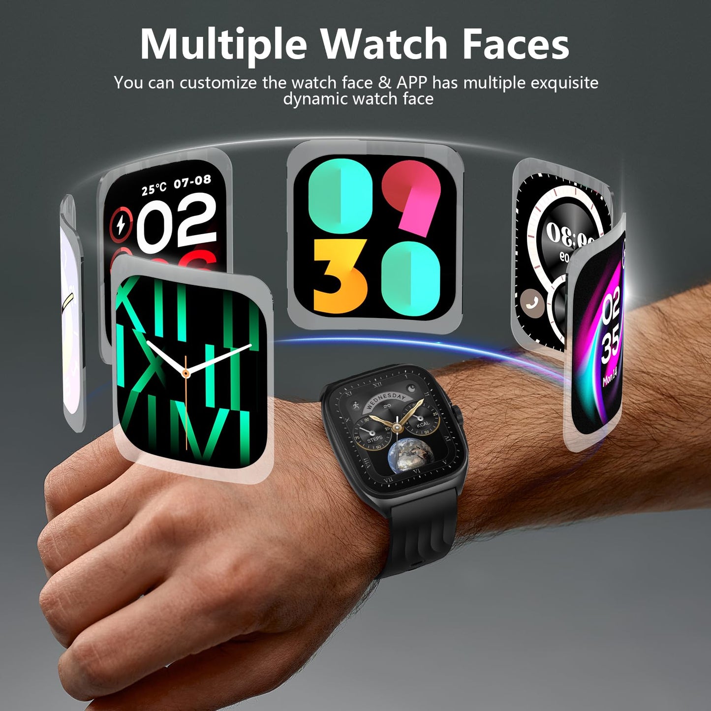 SOUYIE Smart Watch with SOS, 1.85" AMOLED Display Fitness Tracker, Heart Rate Blood Oxygen Sleep Monitor for Men Women, IP68 Waterproof Sport Watch, Answer/Make Calls, Compatible with Android iPhone