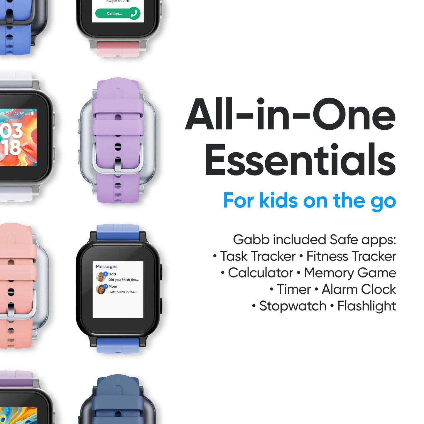 Gabb Watch 3e - GPS Tracker for Kids, Digital Smart Watch, No Social Media or Internet, Fees Required (Silver)