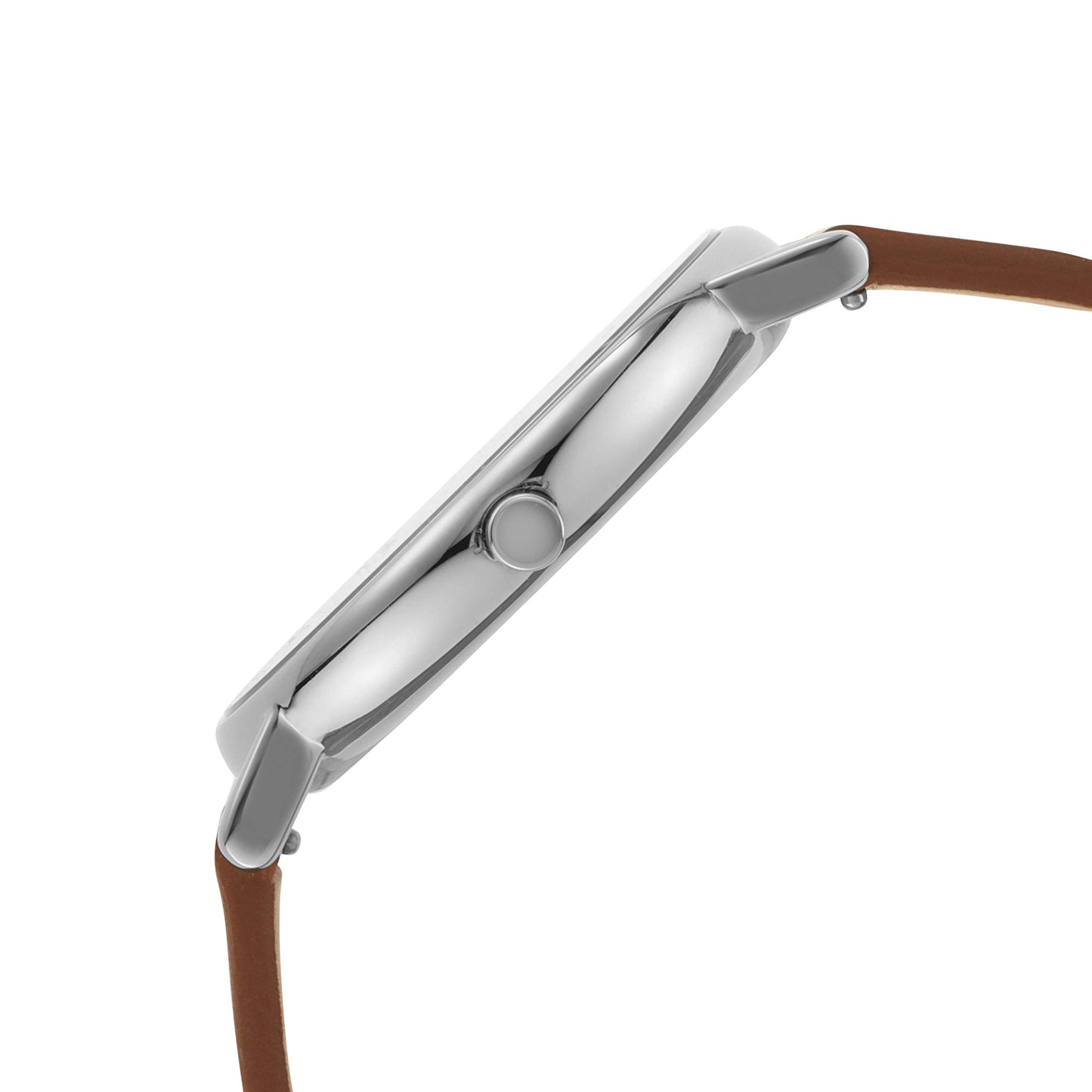 Skagen Men's Signatur Three-Hand Silver Stainless Steel and Brown Leather Band Watch (Model: SKW6578)