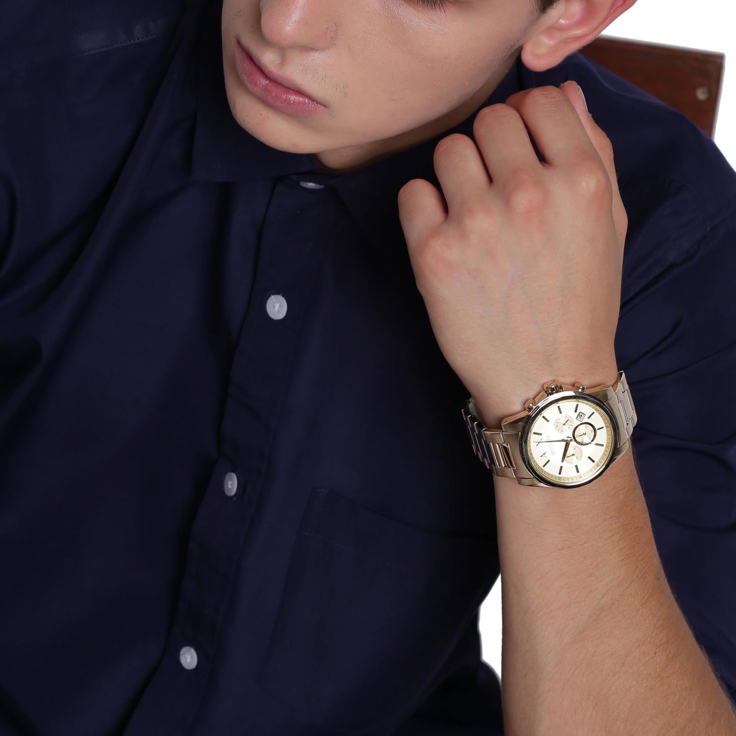 Armani Exchange A｜X Men's Chronograph Gold-Tone Stainless Steel Bracelet Watch (Model: A|X2099)