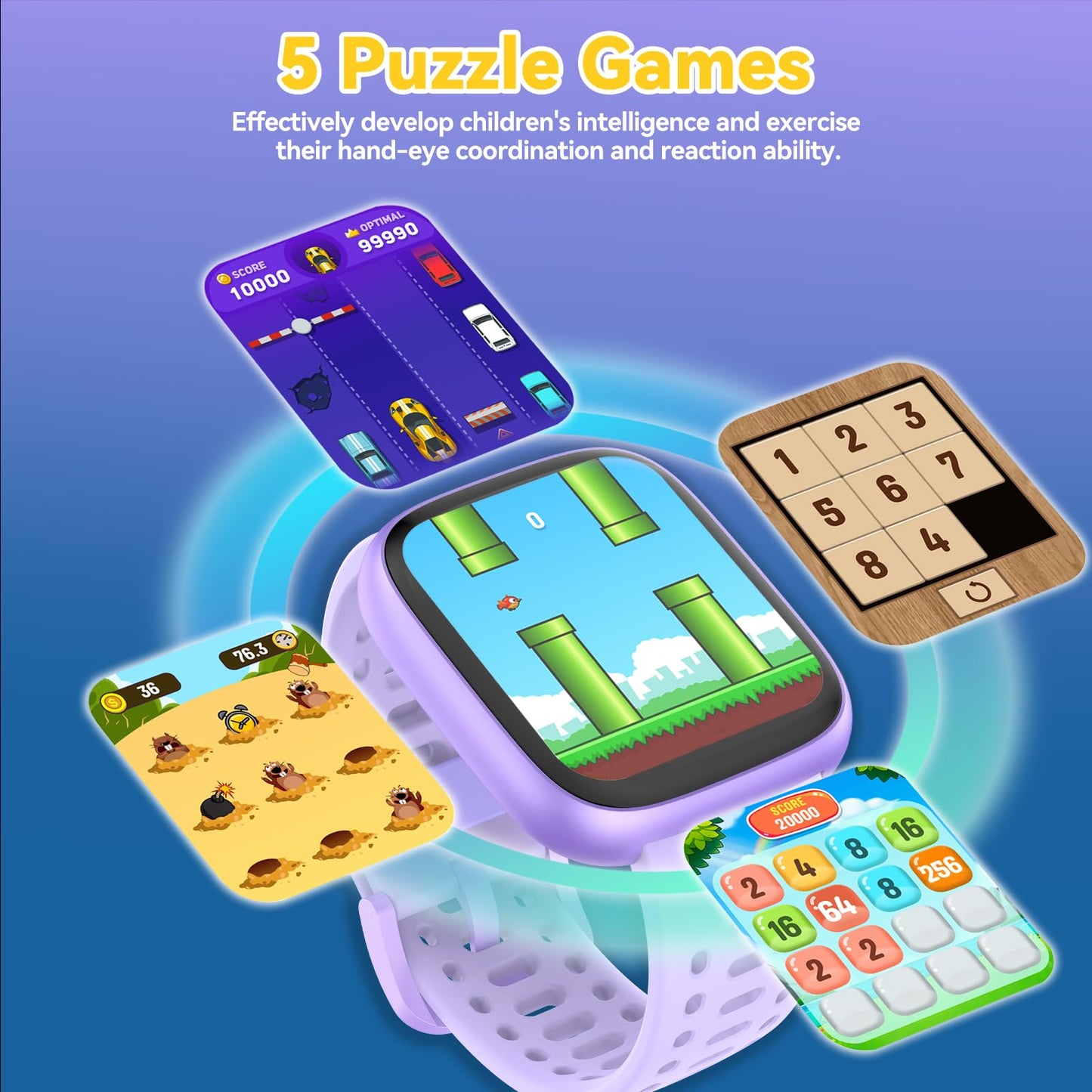 Fitness Tracker for Kids No APP No Phone Needed, Compatible with Apple Find My, 1.83" Smart Watch, Heart Rate, Sleep Monitor, IP68 Waterproof, Step Counter, Puzzle Games for Girls Boys Teens 5-16