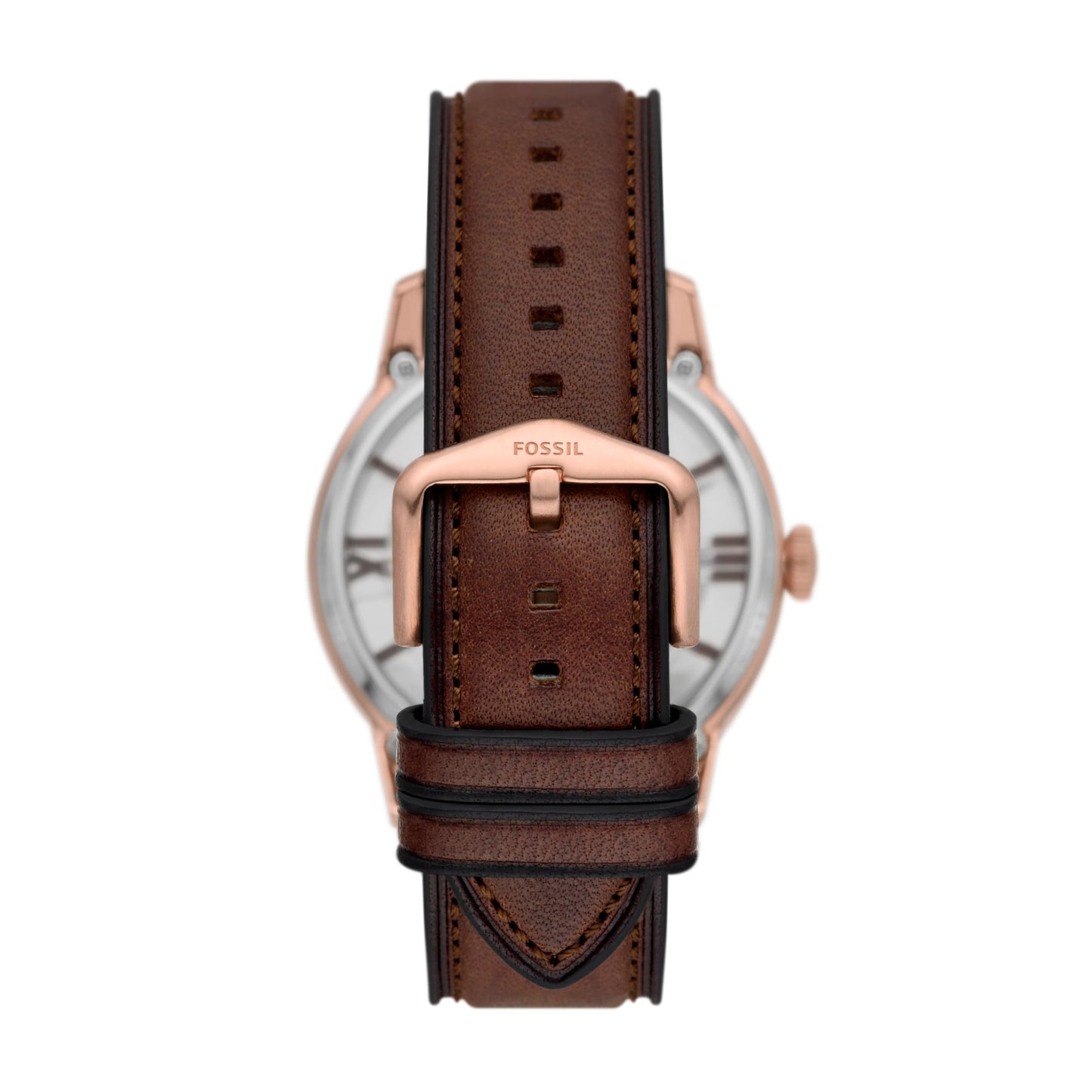 Fossil Men's Townsman 44mm Automatic Skeleton Watch, Rose Gold Stainless Steel Case with Brown Leather Strap, Color: Rose Gold/Chocolate (Model ME3259)
