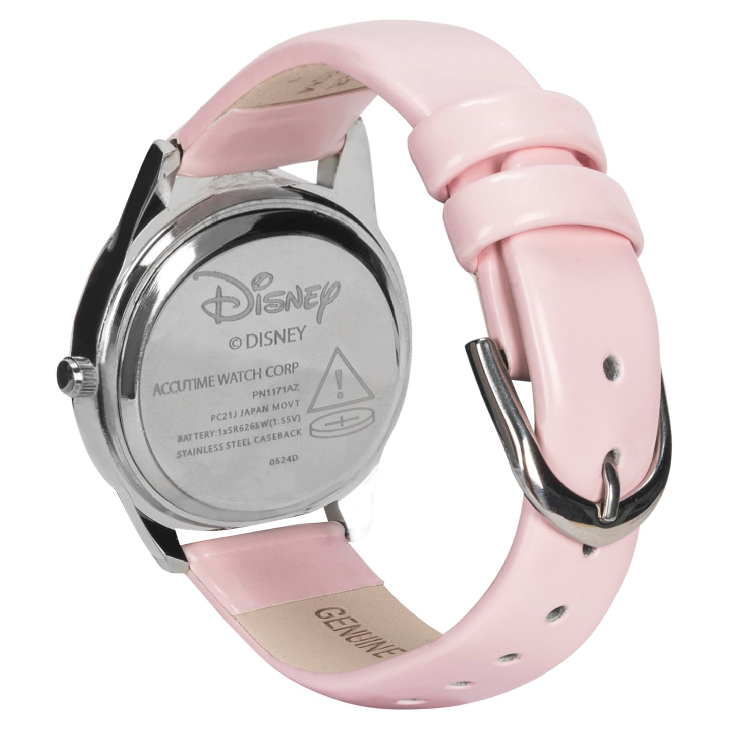 Disney Princess Time Teacher Kids Watch - Easy Read Analog Watch with Minute Track, Princess Characters on Silver Sunray Dial, Colorful Printed Strap, Perfect for Learning to Tell Time, Ages 3+