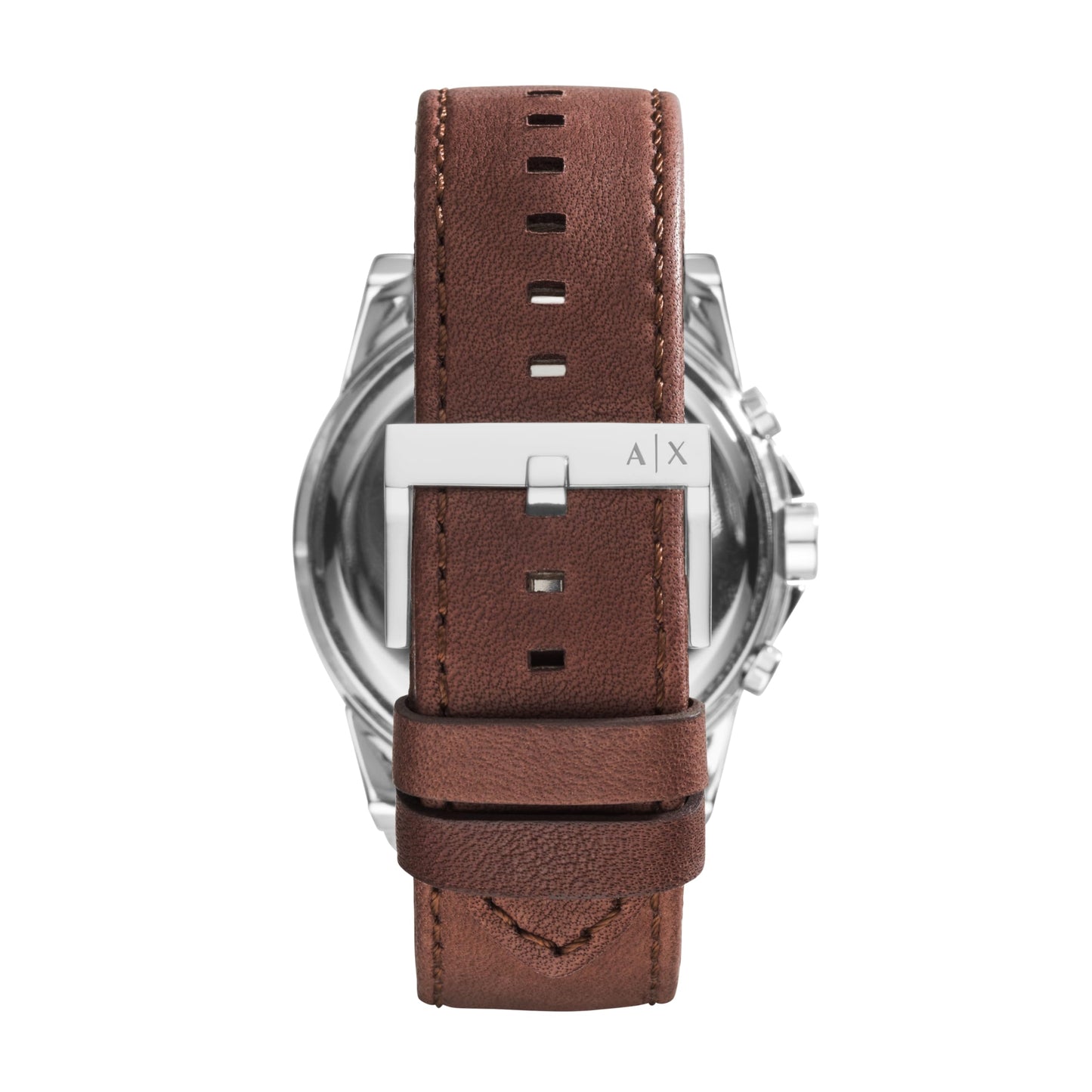 Armani Exchange A｜X Men's Chronograph Silver Stainless Steel and Brown Leather Band Watch (Model: A|X2435)