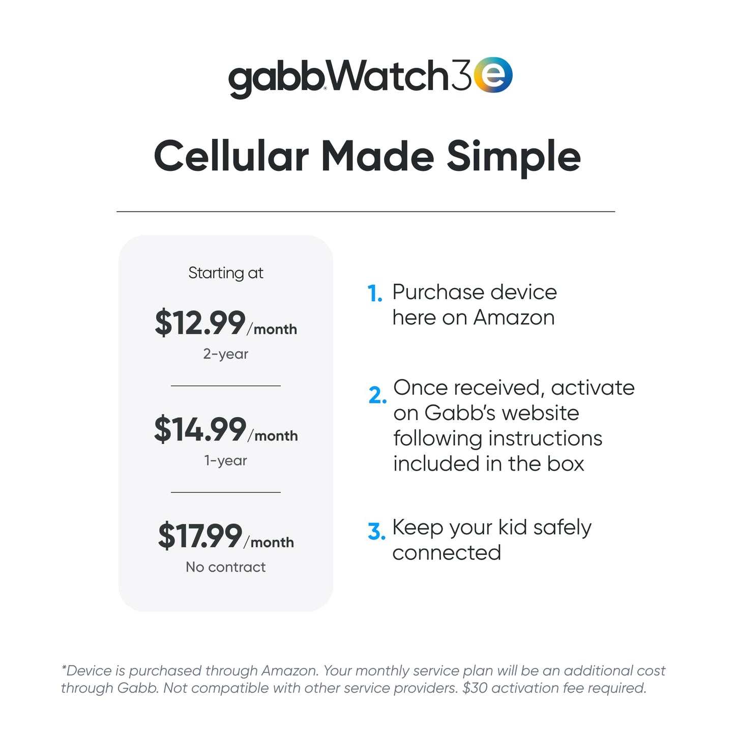Gabb Watch 3e - GPS Tracker for Kids, Digital Smart Watch, No Social Media or Internet, Fees Required (Silver)