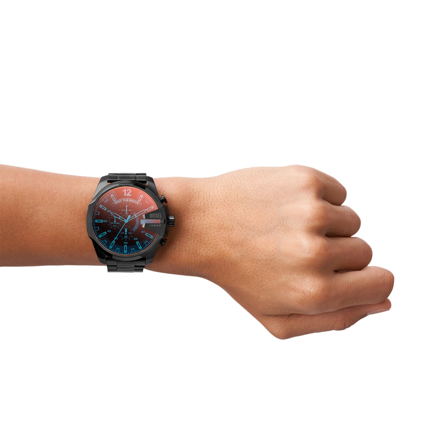 Diesel Mega Chief Stainless Steel Chronograph Men's Watch, Color: Black (Model: DZ4318)