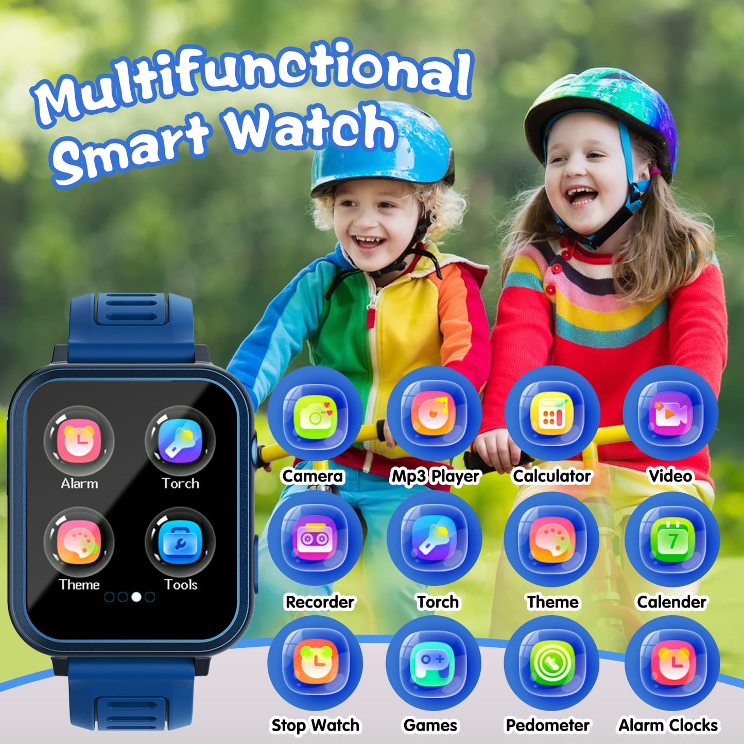 Sedzofan Smart Watch for Kids with 24 Puzzle Games HD Touch Screen Camera Video Music Player Pedometer Alarm Clock Flashlight 12/24 hr Kids Watches Gift for 4-12 Year Old Boys Girls Toys for Kid
