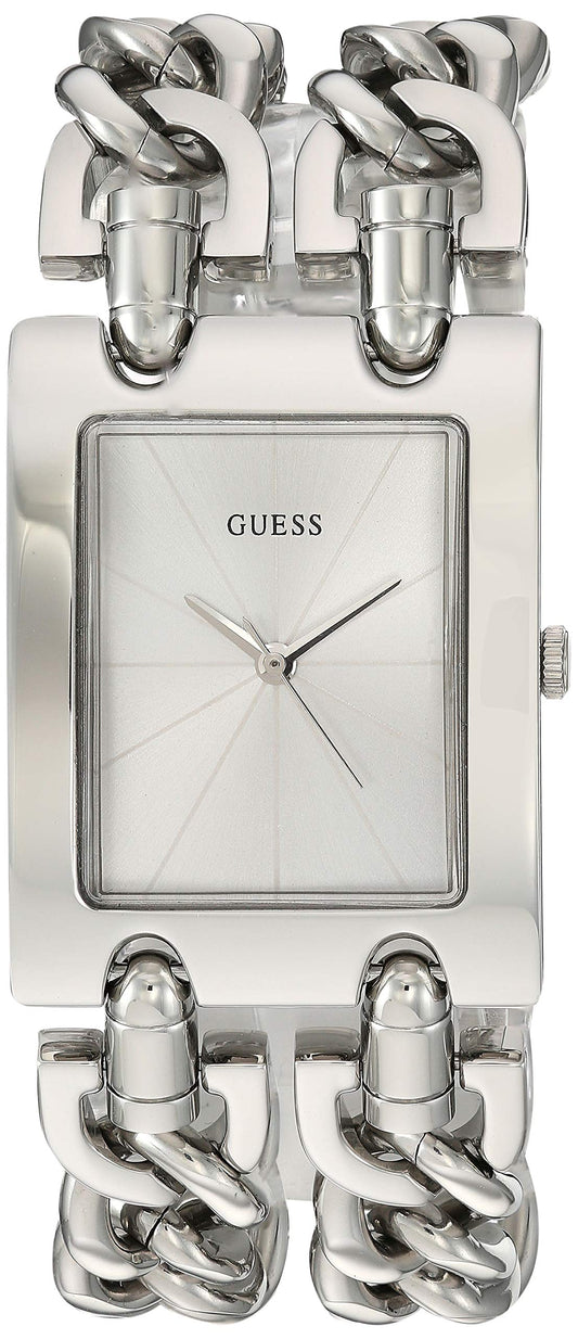 GUESS Women's Silver-Tone Multi-Chain Bracelet Watch with Self-Adjustable Links. Color: Silver-Tone (Model: U1117L1)