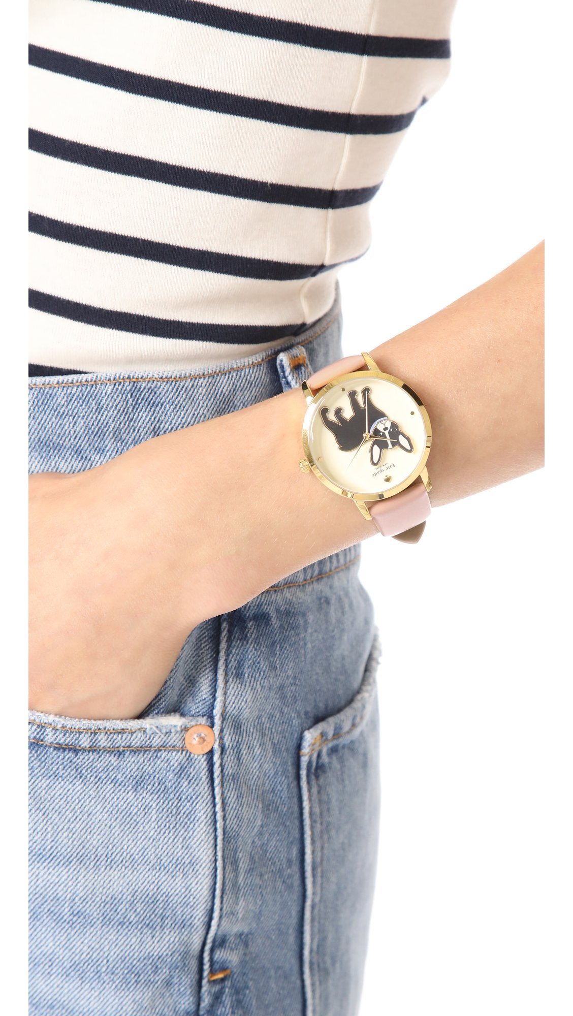 Kate Spade New York Women's Metro Quartz Stainless Steel and Leather Watch, Color: Rose Gold, Beige (Model: KSW1345)