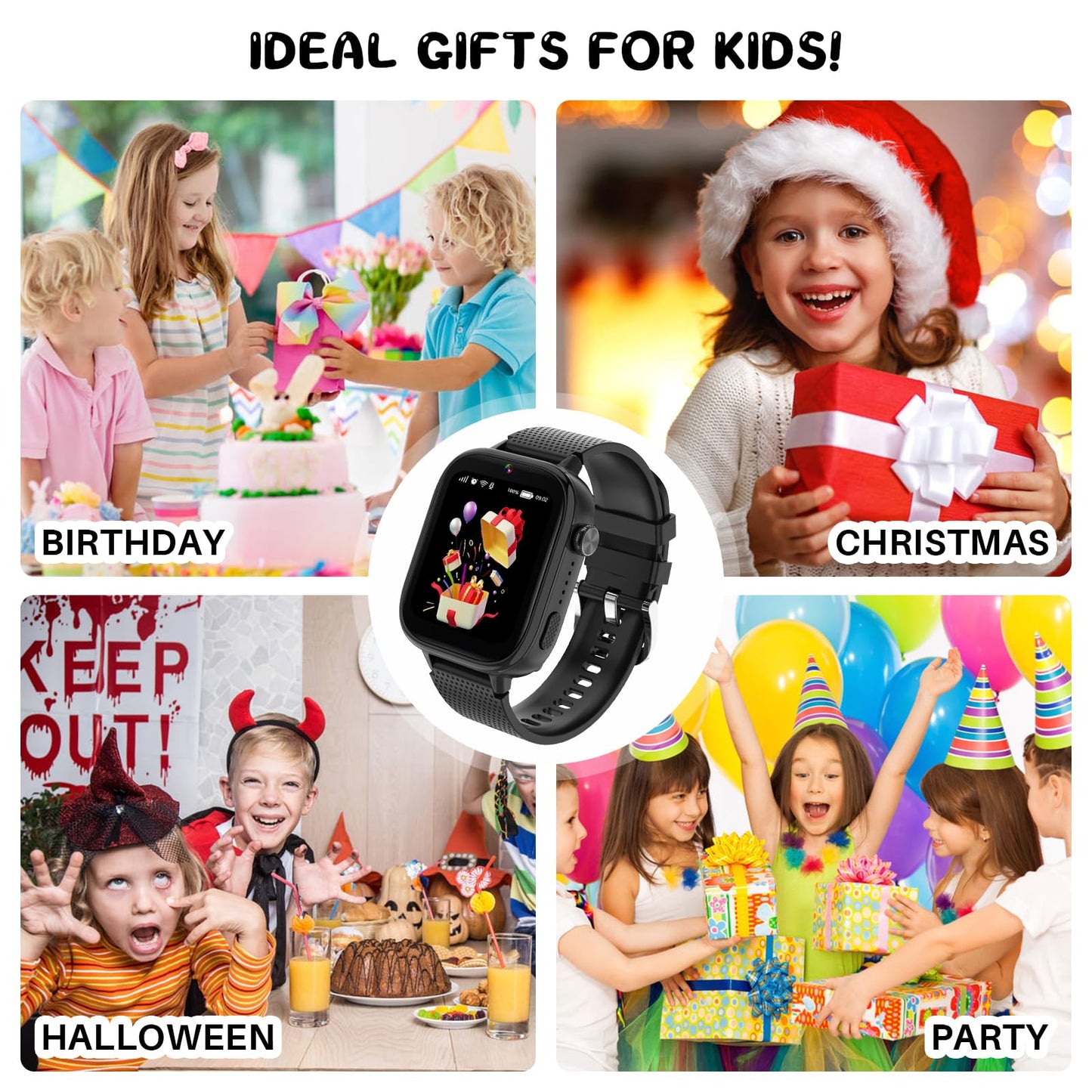 OKYUK 4G Kids Watch with SIM Card, 47 Exciting Games, Two-Way Calling Feature, SOS Emergency Call Button Ideal for Kids Aged 3-15 Gift, Children’s Cell Phone Alternative (Black)