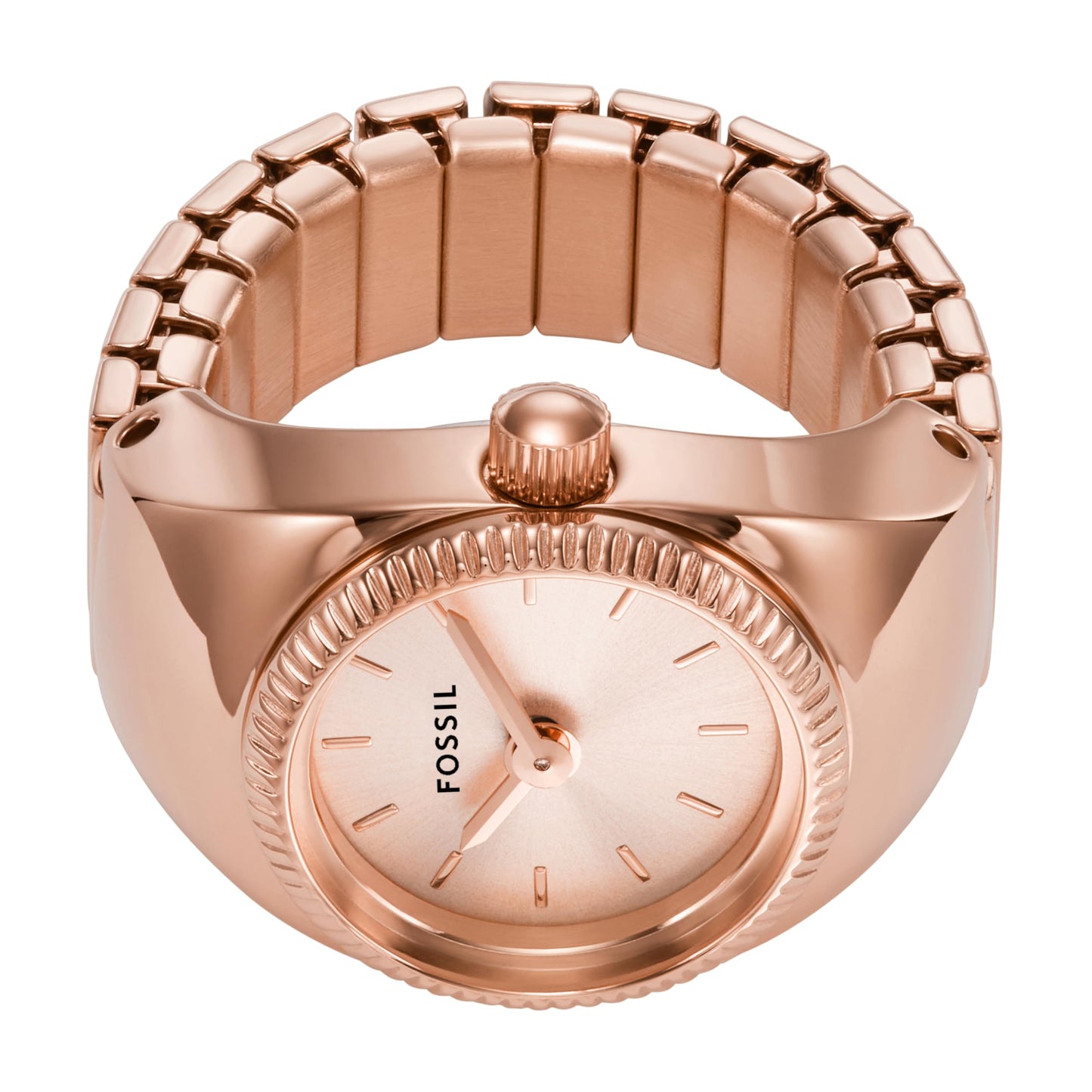Fossil Women's Quartz Stainless Steel Two-Hand Watch Ring, Watch Rings For Women, Color: Rose Gold (Model: ES5247)